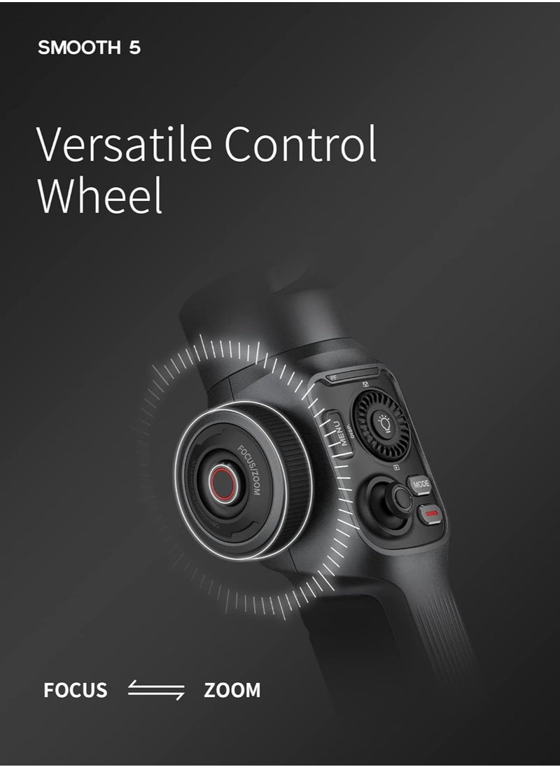 زيون - ZHIYUN Smooth 5 [Official] Gimbal Stabilizer for Smartphones iPhone 13 Pro Max 12 11, Android and iPhone Gimbal 3 Axis with Tripod - Image 1