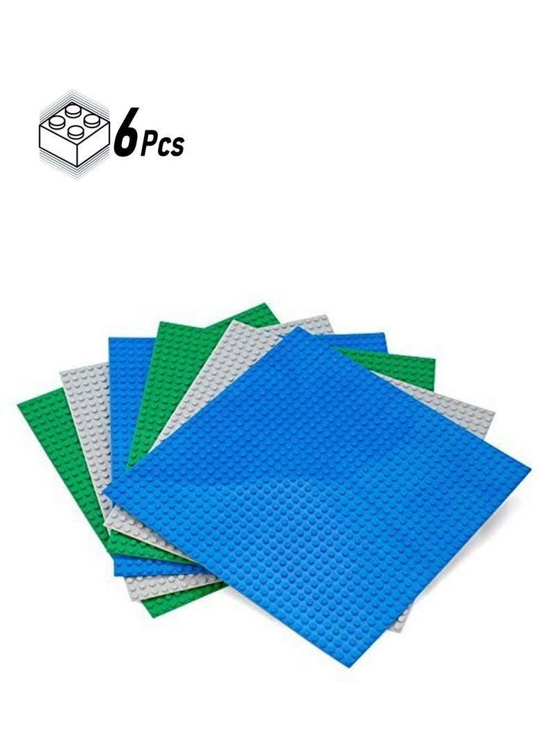 SCS Direct كتل بناء الطوب قاعدة كبيرة 10" × 10" مجموعة متنوعة من الألواح القابلة للتكديس مع اتصال مزدوج (6 عبوات) متوافقة مع جميع العلامات التجارية الرئيسية لكتل البناء وتناسب محكم - Image 1