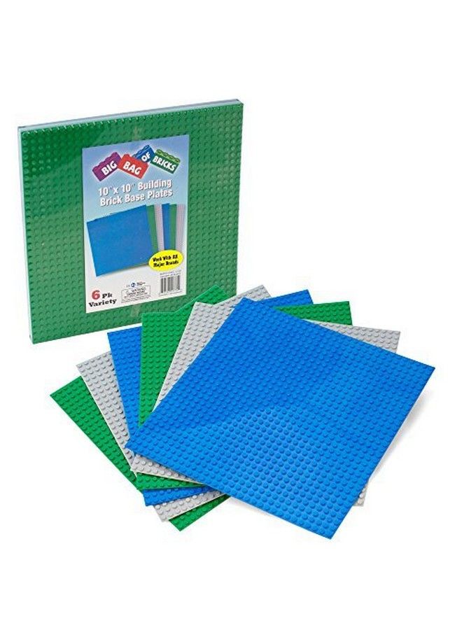 SCS Direct كتل بناء الطوب قاعدة كبيرة 10" × 10" مجموعة متنوعة من الألواح القابلة للتكديس مع اتصال مزدوج (6 عبوات) متوافقة مع جميع العلامات التجارية الرئيسية لكتل البناء وتناسب محكم - Image 3