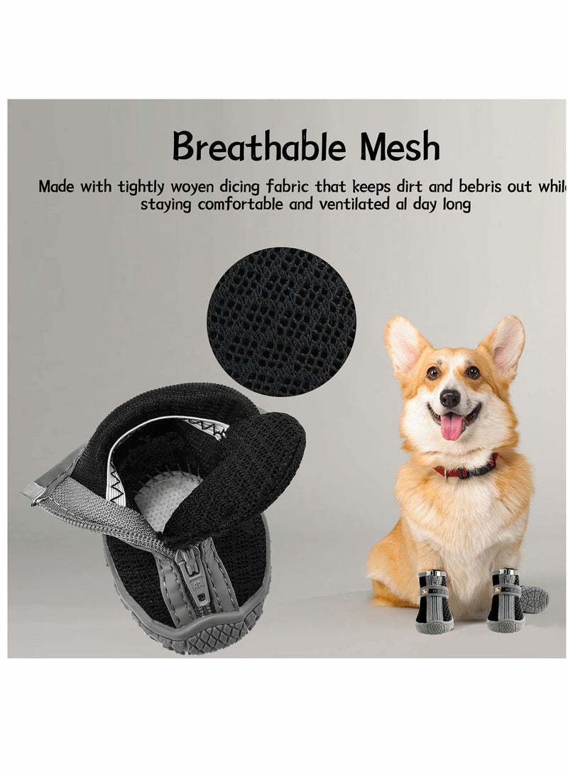 KASTWAVE Small Dog Shoes, Anti Slip Breathable Waterproof Reflective, Dog Booties Boot Paw Protector for Small Dog Hiking Shoes with Reflective Adjustable Strap Zipper Puppy Shoe for Hot Pavement Winter Snow ( - Image 5