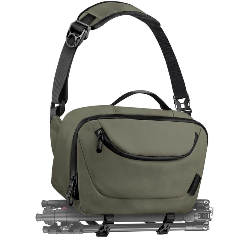 TAAOKA Camera Sling Bag,Travel Waterproof Camera Case with Tripod Holder,Lightweight DSLR/SLR/Mirrorless Small Camera Bags Crossbody for photographers (Dark Green) - Image 1