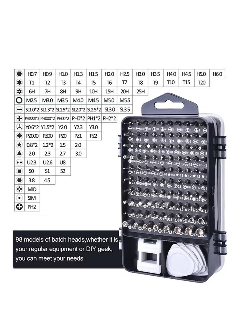 مجموعة مفكات دقيقة 115 في 1 مجموعة أدوات إصلاح مع مجموعة أدوات تشغيل مغناطيسية، مجموعة مفكات براغي دقيقة للإلكترونيات مع حقيبة محمولة لإصلاح الكمبيوتر، والهاتف الخلوي، والكمبيوتر الشخصي، والآيفون، والأجهزة اللوحية (أزرق) - Image 2