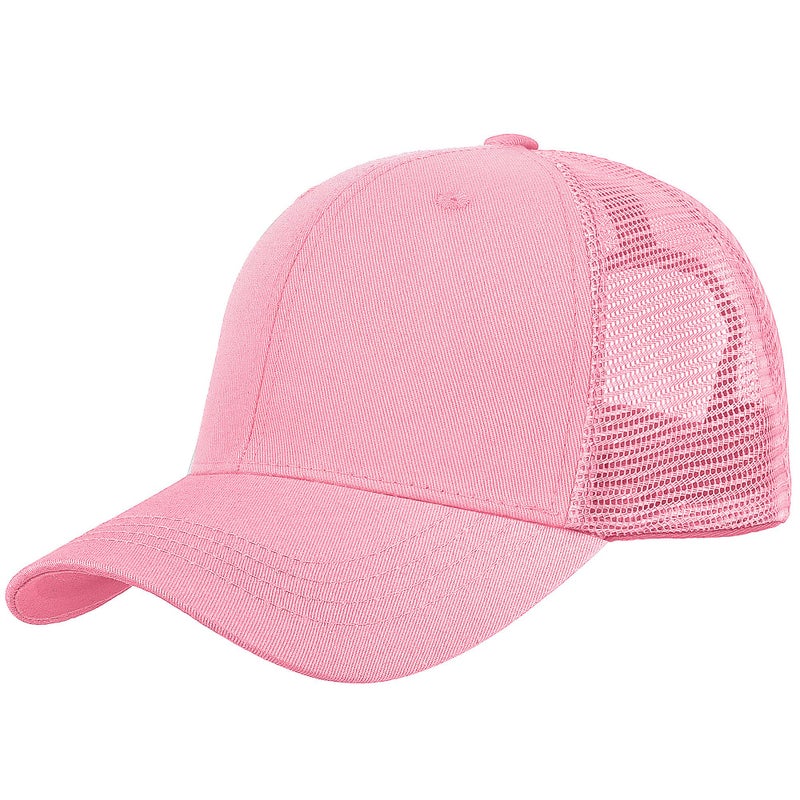 Falari Trucker Hat Baseball Cap Structured Plain Design 6 Panel Adjustable Size Pink - Image 2