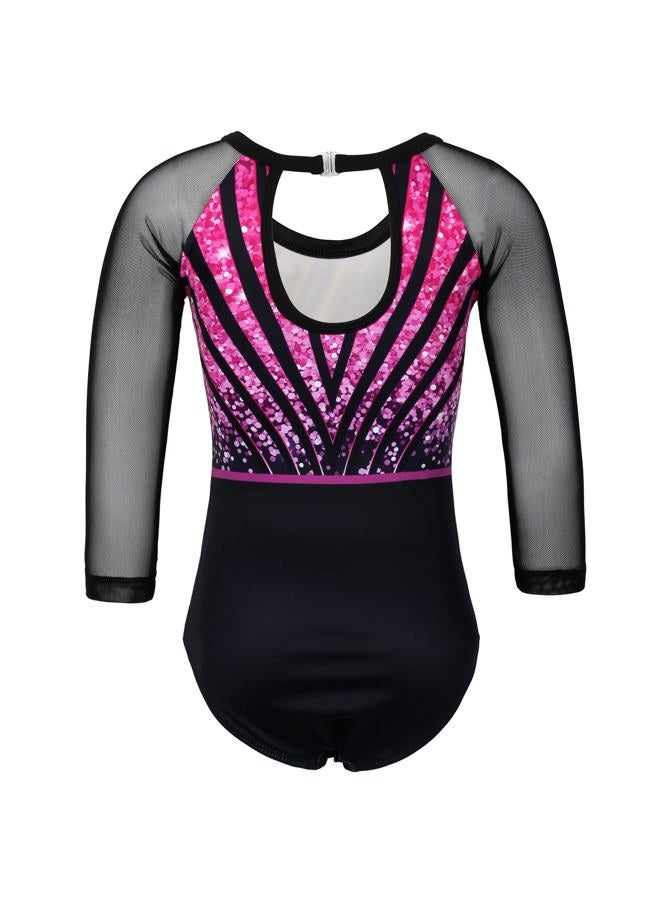 JOYSTREAM Gymnastics Leotards for Girls With Shorts Sparkly Ballet Dance Long Mesh Sleeve, Blue Lines Set, 10-11 Years - Image 2