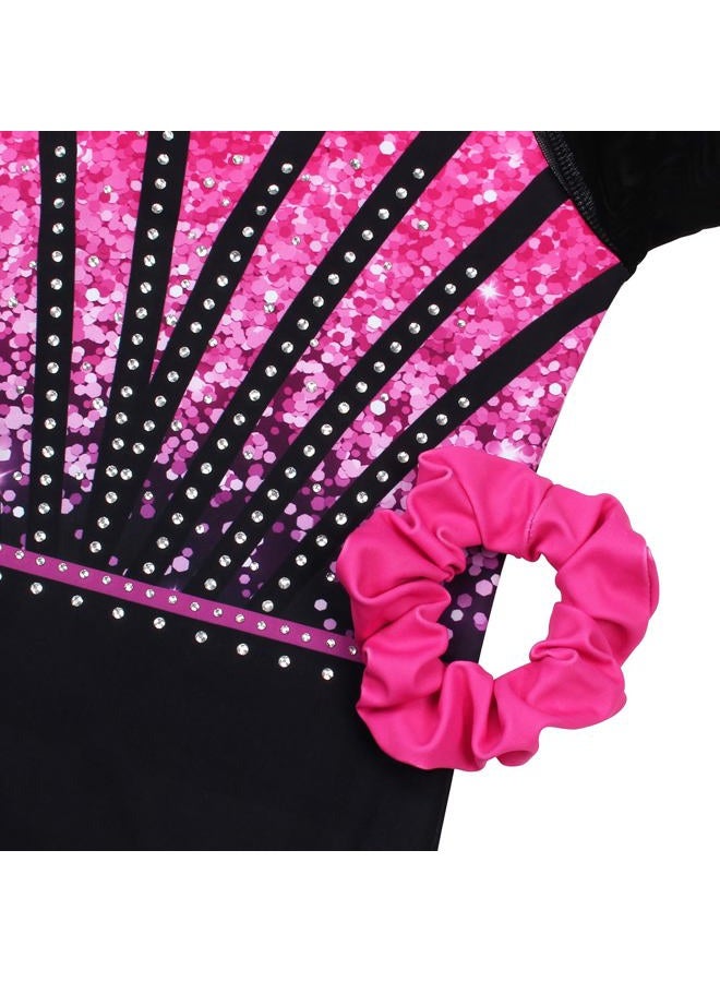 JOYSTREAM Gymnastics Leotards for Girls With Shorts Sparkly Ballet Dance Long Mesh Sleeve, Blue Lines Set, 10-11 Years - Image 4