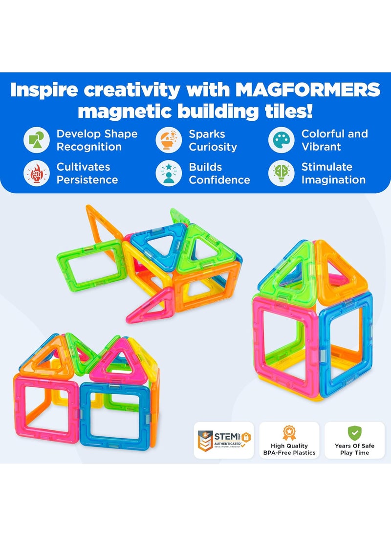 Magformers Magformers Neon 14PC Set  Magnetic Tiles Building Blocks Educational STEM Toy Set  Magnetic Building Tiles for Kids to Develop ProblemSolving Abilities and Shape Recognition  - Image 2