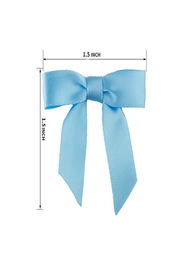 7Rainbows 50pcs Boutique 1.5" Light Blue Satin Ribbon Mini Bows for Craft Sewing Scrapbooking Wedding and Gift Wrapping - Image 2