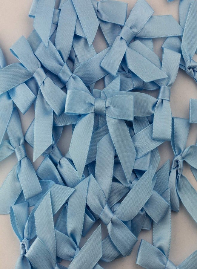 7Rainbows 50pcs Boutique 1.5" Light Blue Satin Ribbon Mini Bows for Craft Sewing Scrapbooking Wedding and Gift Wrapping - Image 3