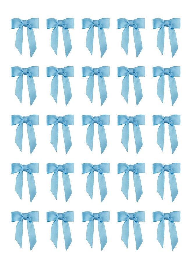 7Rainbows 50pcs Boutique 1.5" Light Blue Satin Ribbon Mini Bows for Craft Sewing Scrapbooking Wedding and Gift Wrapping - Image 1