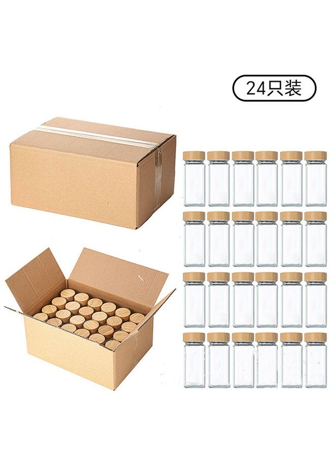 HOOPZOZA 24 PCS Glass Jars with Lids 120ml Airtight Spice Jars Set with Extra Labels Funnel and Brush Included Square Spice Containers for Dry Food Canisters Spice Coffee Beans Candy Nuts Herbs - Image 2