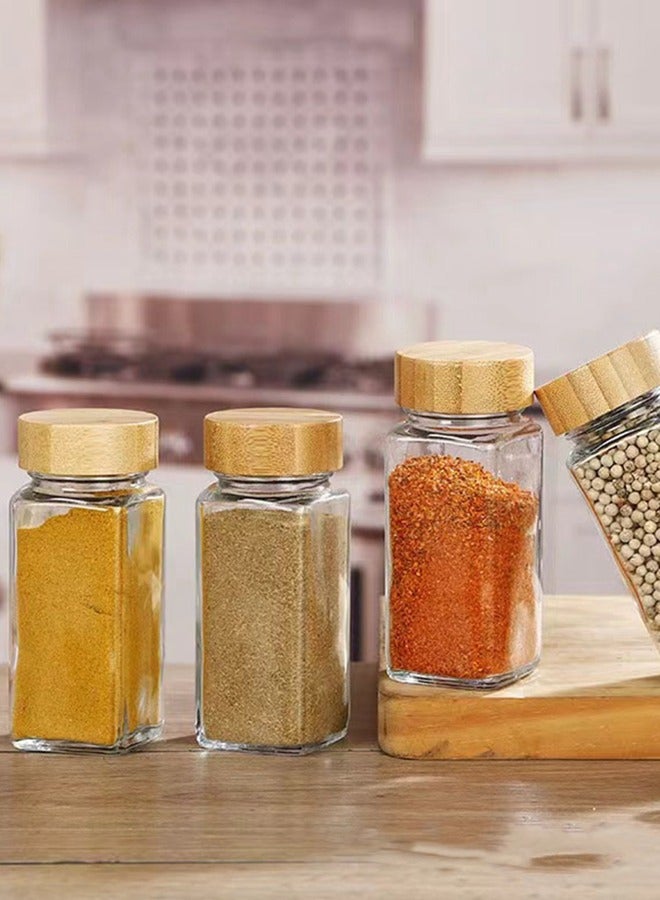 HOOPZOZA 24 PCS Glass Jars with Lids 120ml Airtight Spice Jars Set with Extra Labels Funnel and Brush Included Square Spice Containers for Dry Food Canisters Spice Coffee Beans Candy Nuts Herbs - Image 4