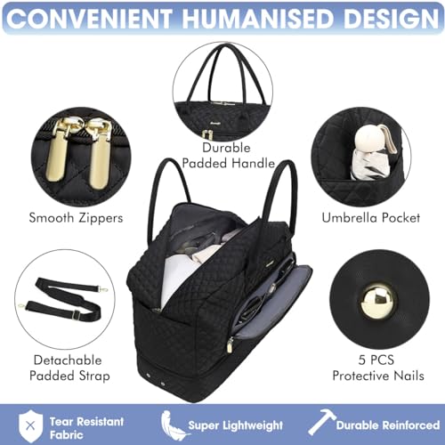 LUOCIP Large Women's Travel Duffel, Weekender with Shoe Compartment, Carry On Overnight Bag, Gym Duffel with Wet Pocket, Hospital Bags Set - Image 4