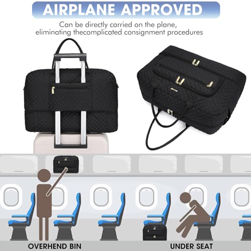 LUOCIP Large Women's Travel Duffel, Weekender with Shoe Compartment, Carry On Overnight Bag, Gym Duffel with Wet Pocket, Hospital Bags Set - Image 5