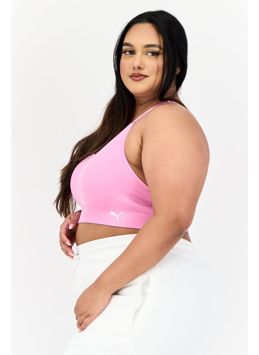 PUMA Women Plus Size Solid  Padded Training Bra, Pink  - Image 2