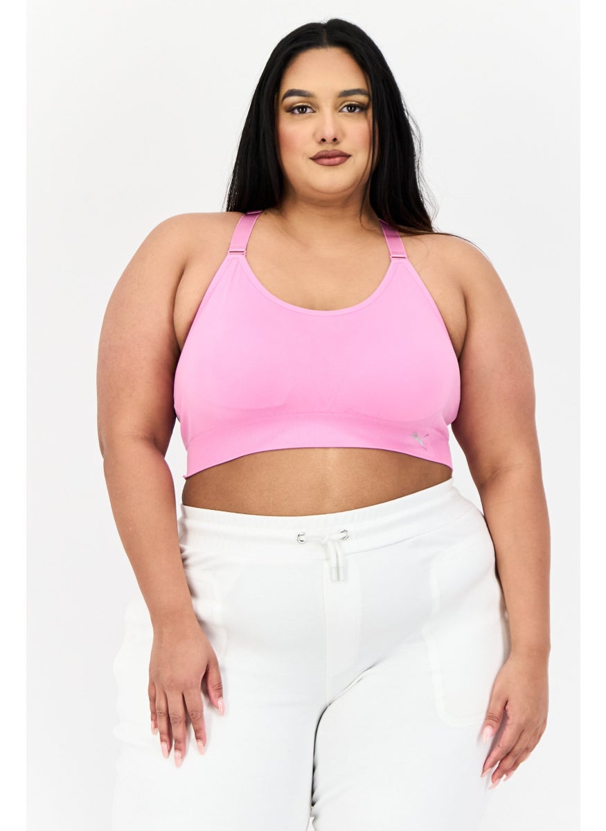 PUMA Women Plus Size Solid  Padded Training Bra, Pink  - Image 1