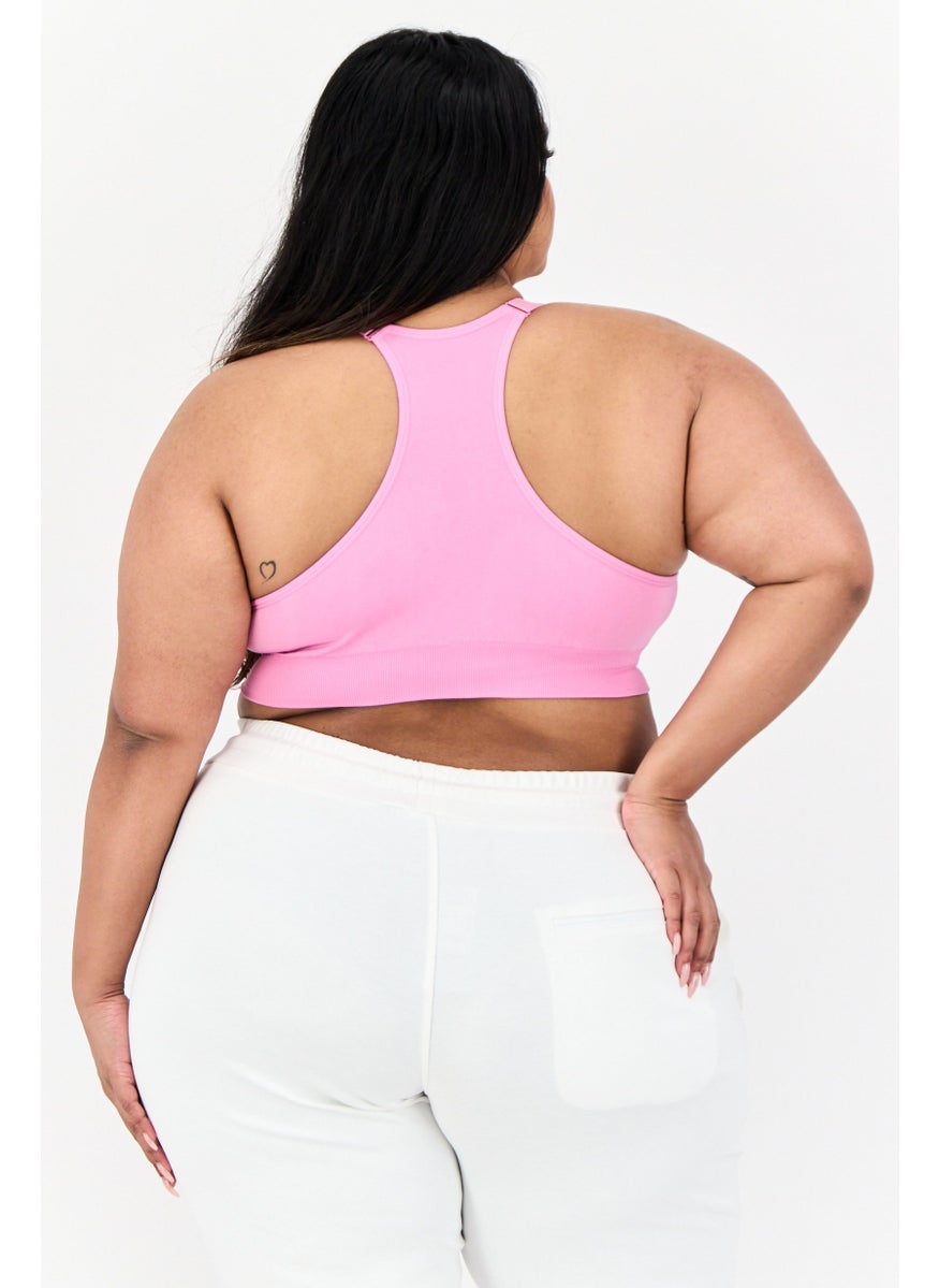 PUMA Women Plus Size Solid  Padded Training Bra, Pink  - Image 3