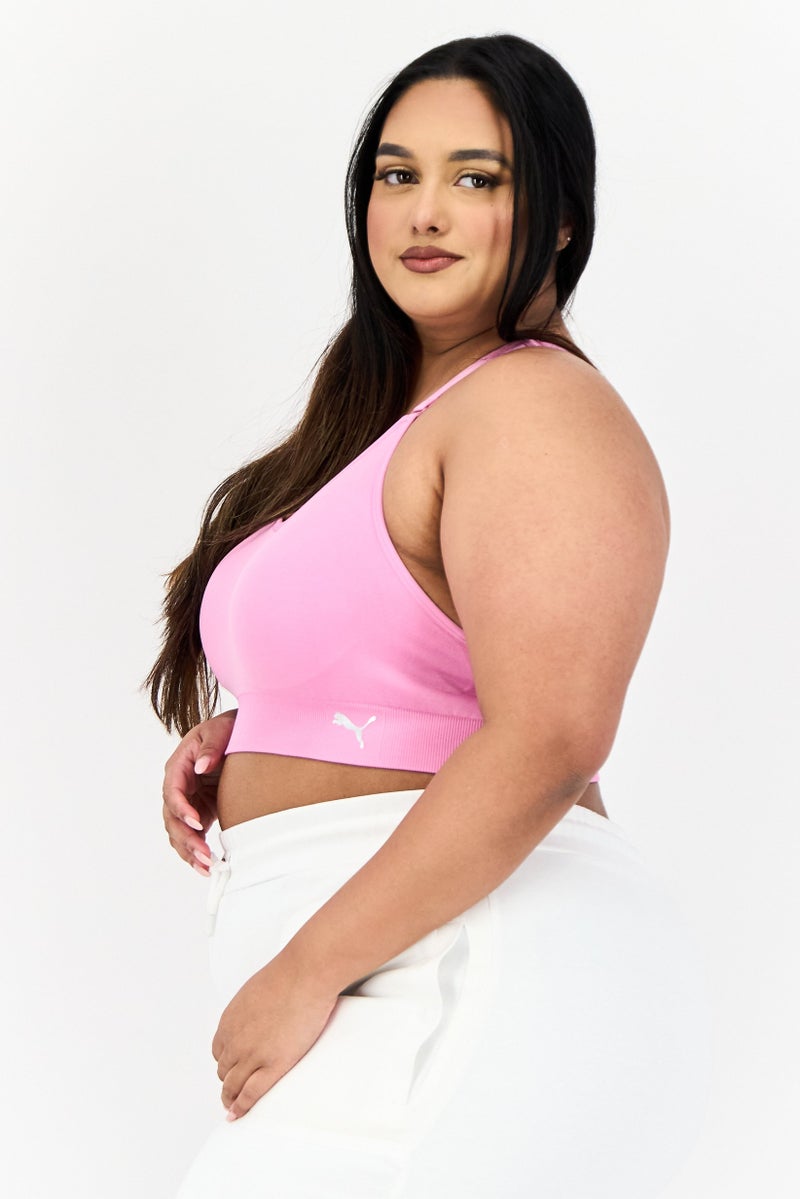 PUMA Women Plus Size Solid  Padded Training Bra, Pink - Image 2