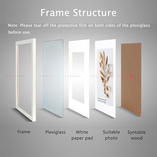 Hogaryo Set of 3 12x16 Picture Frame White can Display 8.5x11 Picture with Mat or 12x16 Without Mat on the Wall - Image 3