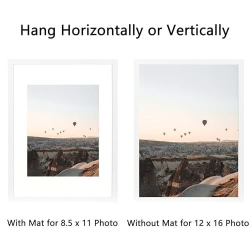 Hogaryo Set of 3 12x16 Picture Frame White can Display 8.5x11 Picture with Mat or 12x16 Without Mat on the Wall - Image 5