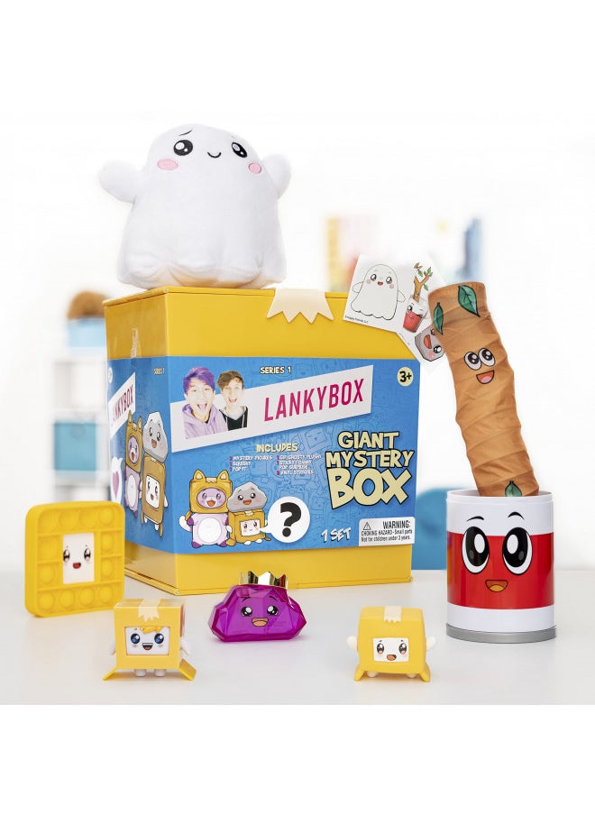 Lankybox - LankyBox Giant Mystery Box: Wearable Boxy case, 2 Figures, one 6 Glow-in-The-Dark Plush, a Squishy , pop-it Fidget Toy, Canny with pop-Out Sticky, and 3 Stickers - Image 1