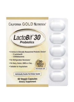 California Gold Nutrition LactoBif 30 Probiotic 30 Billion CFU 60 Veggie Capsules  - Image 1