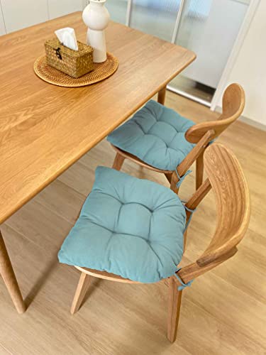 JAMPAYANG Chair Cushion, 4 Pack Chair Cushions for Dining Chairs, Chair Pads and Mat with Ties for Indoor Kitchen Seat and Desk (4 Count - 17 x 16 in, Aqua Blue) - Image 3