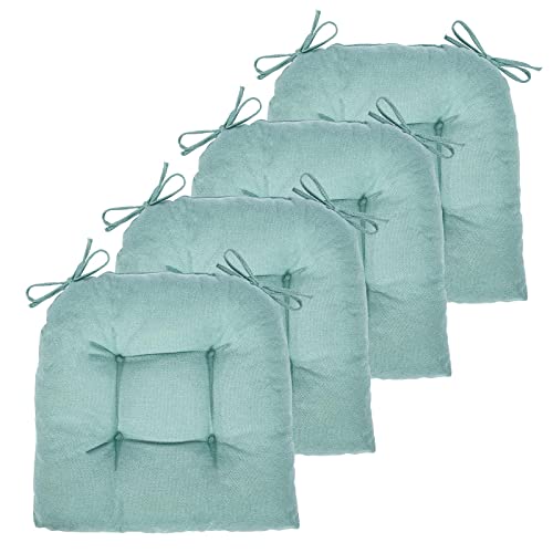 JAMPAYANG Chair Cushion, 4 Pack Chair Cushions for Dining Chairs, Chair Pads and Mat with Ties for Indoor Kitchen Seat and Desk (4 Count - 17 x 16 in, Aqua Blue) - Image 1