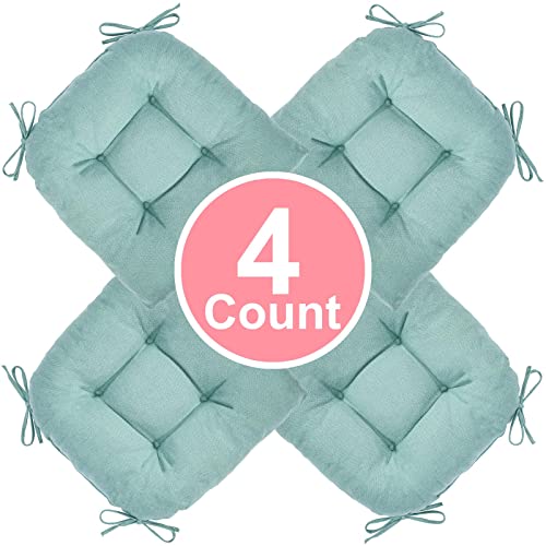 JAMPAYANG Chair Cushion, 4 Pack Chair Cushions for Dining Chairs, Chair Pads and Mat with Ties for Indoor Kitchen Seat and Desk (4 Count - 17 x 16 in, Aqua Blue) - Image 2