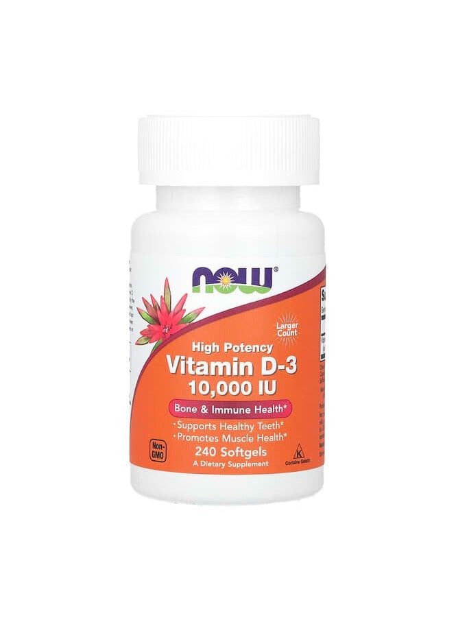 now Vitamin D-3 High Potency 10,000 IU 240 Softgels