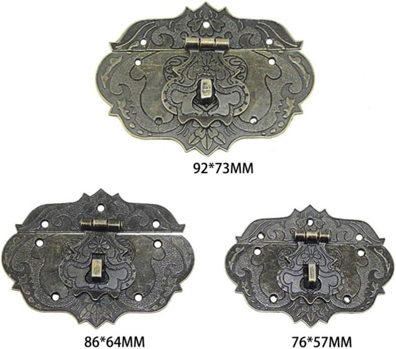 Small Antique Vintage Zinc Alloy Lock Hasps Hardware 4 Pieces Set - Image 5