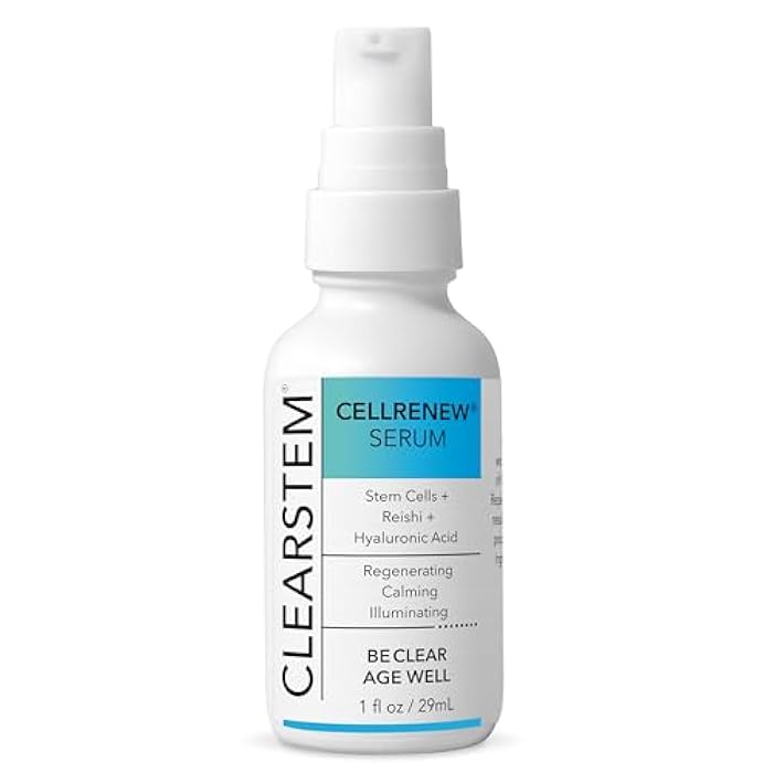 CLEARSTEM - CELLRENEW - Collagen Stem Cell Serum - Acne + Youthful Skin Face Serum - Hyaluronic Acid, Reishi, Aloe Vera - Facial Skin Care Products - Gluten Free, Cruelty Free - 1 fl oz / 29ml - Image 1
