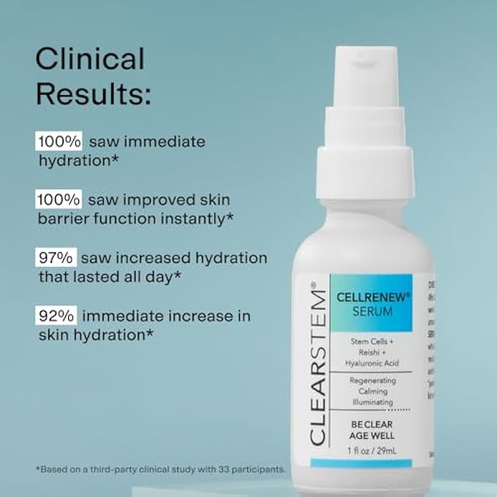 CLEARSTEM - CELLRENEW - Collagen Stem Cell Serum - Acne + Youthful Skin Face Serum - Hyaluronic Acid, Reishi, Aloe Vera - Facial Skin Care Products - Gluten Free, Cruelty Free - 1 fl oz / 29ml - Image 5