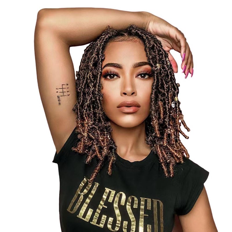 Niseyo Niseyo 10 Inch Soft Butterfly Locs Crochet Hair 6 Packs Handmade Pre Looped Distressed Faux Locs Crochet Butterfly Braids T30