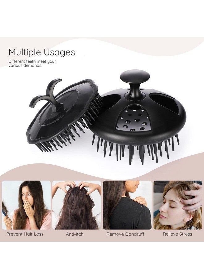 سيج بيوتي فرشاة شامبو Segbeauty، مشط استحمام مزهر لتدليك فروة الرأس، طقم أسنان طويلة وقصيرة للشعر المجعد، فرشاة تدليك فروة الرأس لنمو الشعر، فرشاة لحية، فرشاة للعناية بالحيوانات الأليفة، فرشاة العناية بالشعر الرطب والجاف، لون أسود - Image 3