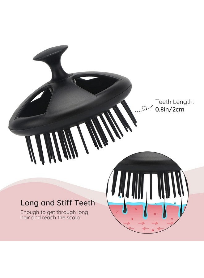 سيج بيوتي فرشاة شامبو Segbeauty، مشط استحمام مزهر لتدليك فروة الرأس، طقم أسنان طويلة وقصيرة للشعر المجعد، فرشاة تدليك فروة الرأس لنمو الشعر، فرشاة لحية، فرشاة للعناية بالحيوانات الأليفة، فرشاة العناية بالشعر الرطب والجاف، لون أسود - Image 5