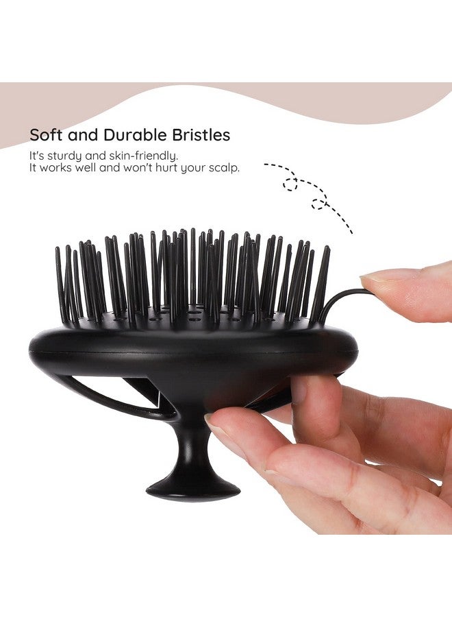 سيج بيوتي فرشاة شامبو Segbeauty، مشط استحمام مزهر لتدليك فروة الرأس، طقم أسنان طويلة وقصيرة للشعر المجعد، فرشاة تدليك فروة الرأس لنمو الشعر، فرشاة لحية، فرشاة للعناية بالحيوانات الأليفة، فرشاة العناية بالشعر الرطب والجاف، لون أسود - Image 4