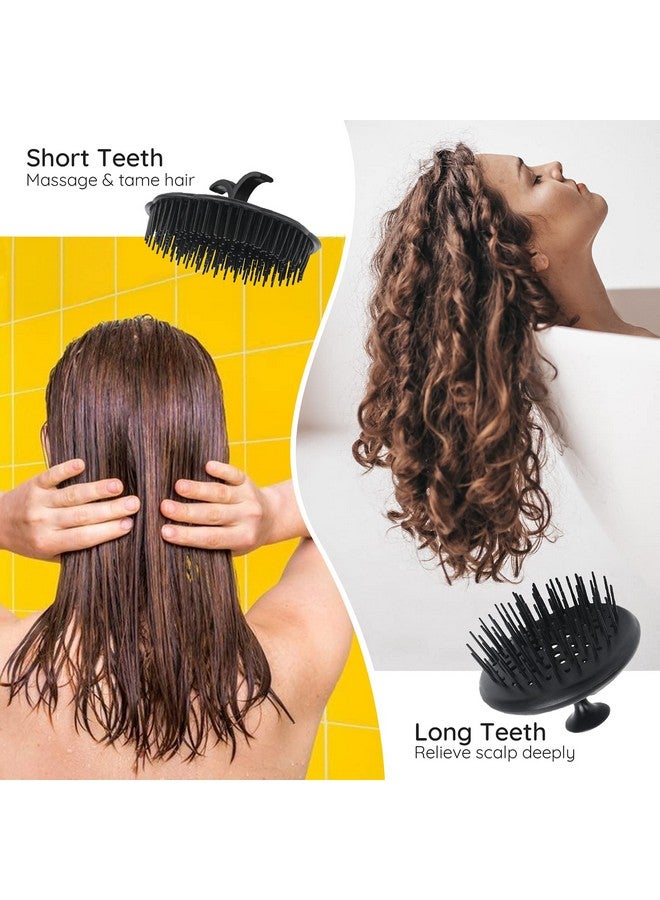 سيج بيوتي فرشاة شامبو Segbeauty، مشط استحمام مزهر لتدليك فروة الرأس، طقم أسنان طويلة وقصيرة للشعر المجعد، فرشاة تدليك فروة الرأس لنمو الشعر، فرشاة لحية، فرشاة للعناية بالحيوانات الأليفة، فرشاة العناية بالشعر الرطب والجاف، لون أسود - Image 2