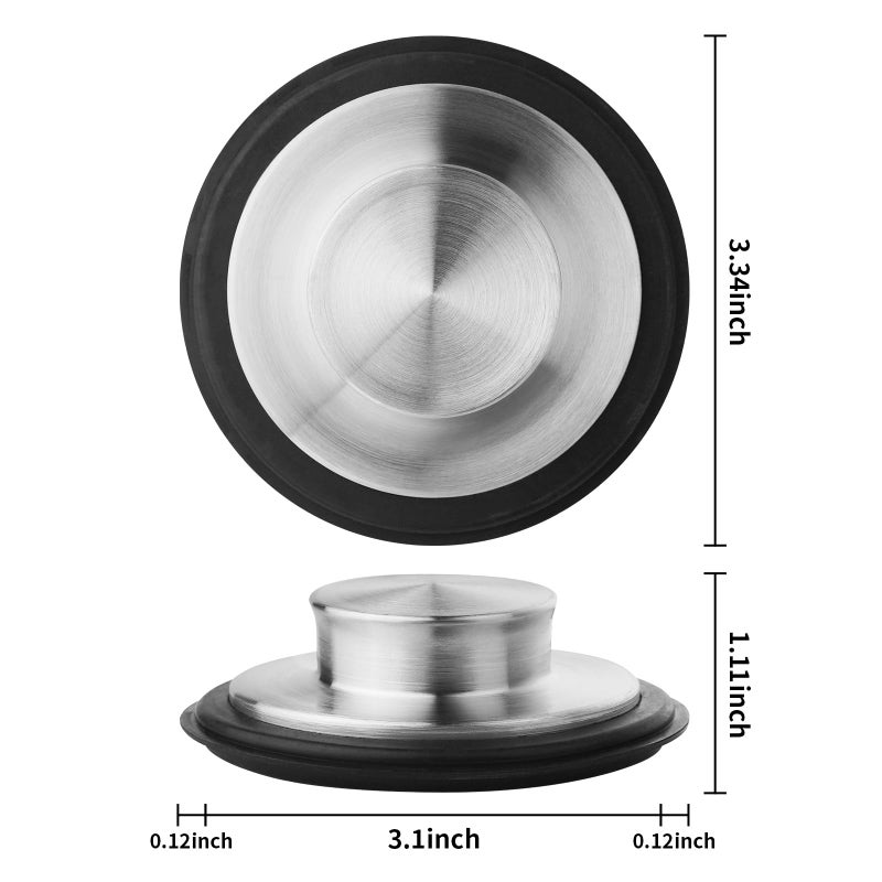 Tifanso Kitchen Sink Drain Stopper Cover  2Pcs Stainless Steel Garbage Disposal Stopper 3.34 Inch Drain Plug  Fits Standard Kitchen Sink Size Of 3-1/2 Inch - Image 2