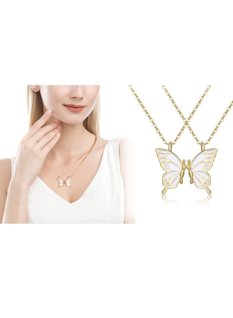 SYOSI Butterfly Friendship Necklace 2PC Butterfly Necklaces for Women Butterfly Pendant Necklace BFF Necklace for 2 Women and Girl Friends Birthday Gifts Gold - Image 1