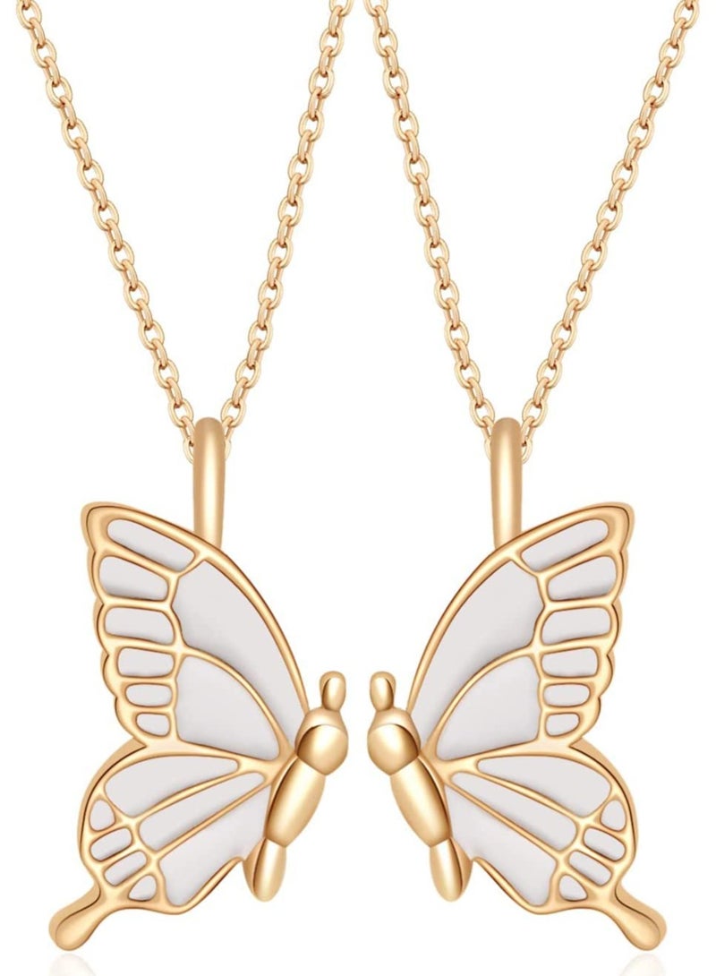 SYOSI Butterfly Friendship Necklace 2PC Butterfly Necklaces for Women Butterfly Pendant Necklace BFF Necklace for 2 Women and Girl Friends Birthday Gifts Gold - Image 2