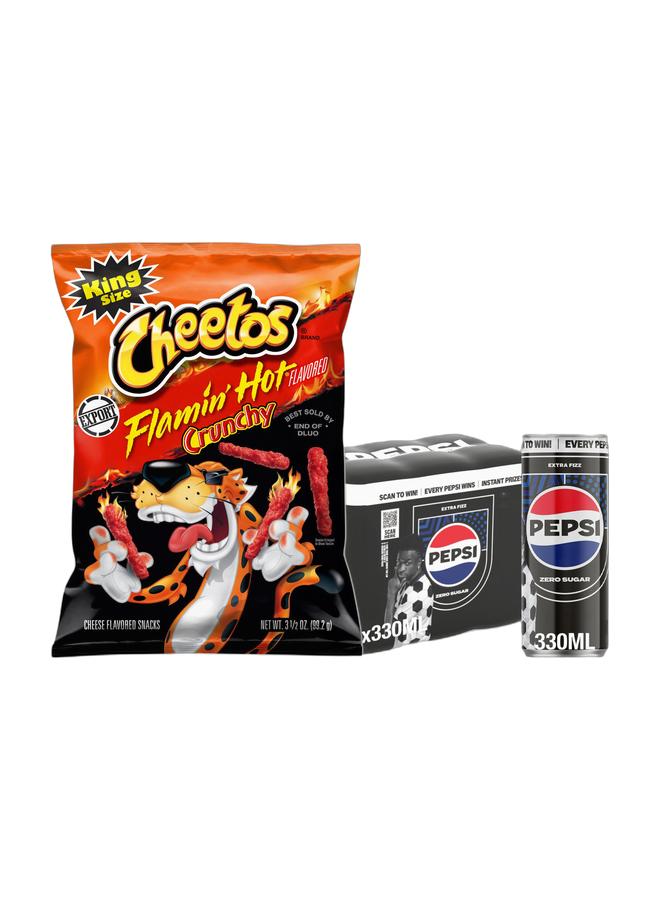 Cheetos فلامين هوت كرانشي جبنة بافز 99 جرام و مشروب غازي صفر سعرات حرارية و بدون سكر علب 330 مل عبوة من 6 - Image 1