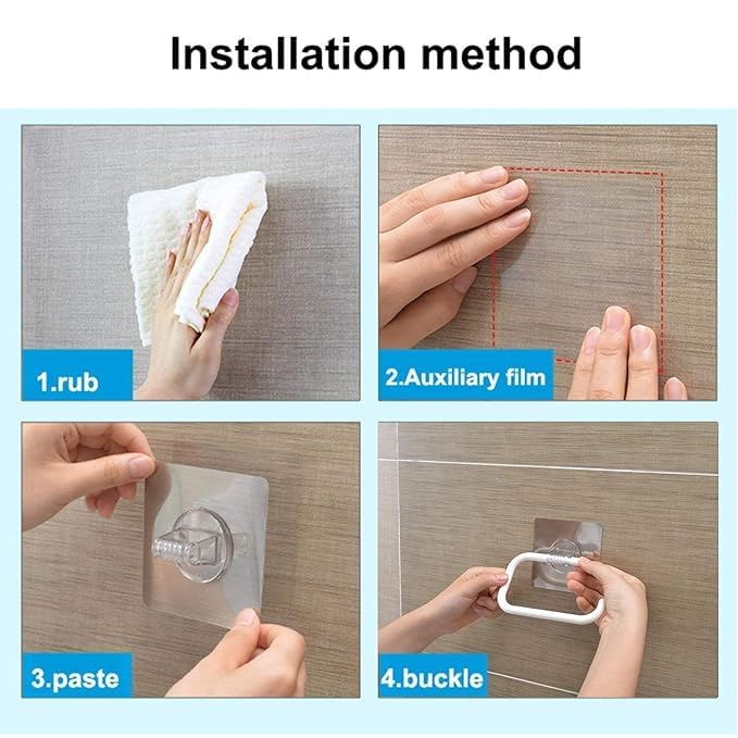 DAOME حامل مناديل المرحاض البلاستيكي ذاتية اللصق من سلسلة DAOME مع ملصق سحري، حلقة منشفة مفتوحة نصف، رف معلق للمنشفة (أبيض) - Image 5