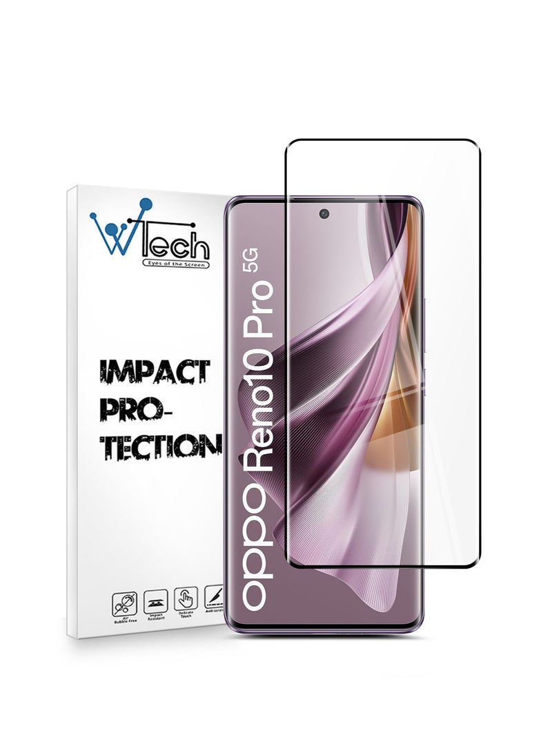 Wtech Oppo Reno10 Pro 5G 2023 Premium E2E Full Glue Full Cover Tempered Glass Screen Protector (MSGECN) - Clear/Black - Image 1