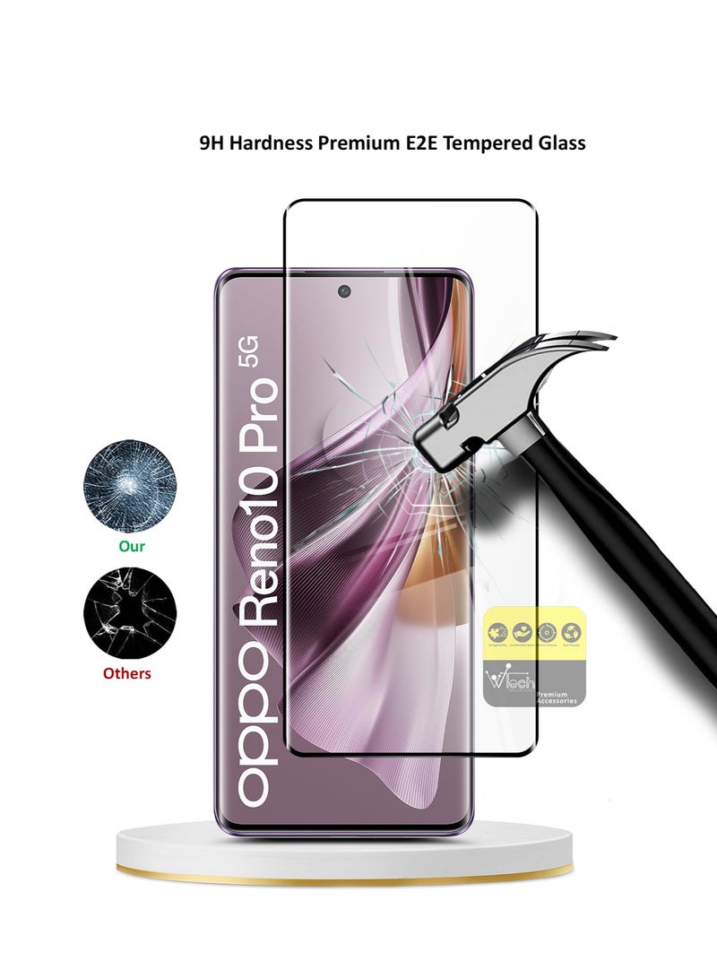 Wtech Oppo Reno10 Pro 5G 2023 Premium E2E Full Glue Full Cover Tempered Glass Screen Protector (MSGECN) - Clear/Black - Image 2