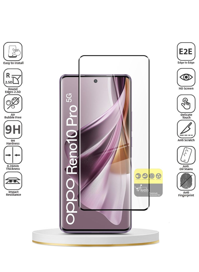 Wtech Oppo Reno10 Pro 5G 2023 Premium E2E Full Glue Full Cover Tempered Glass Screen Protector (MSGECN) - Clear/Black - Image 3