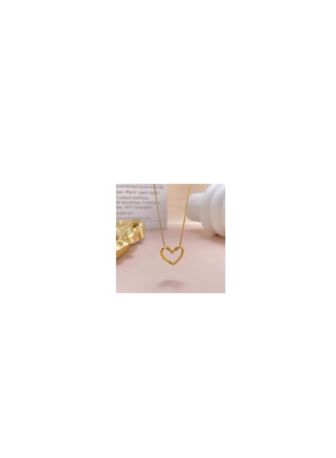 maya accessories pure stainless steel gold plated simple heart  necklace (gold) 