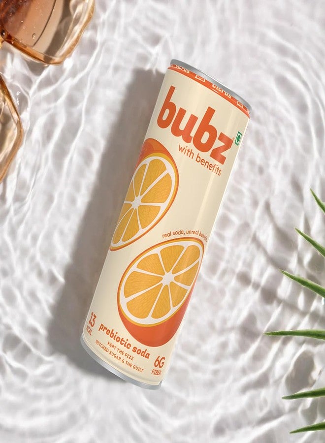 Bubz Citrus Prebiotic Soda | 6g Prebiotic Fiber | 0g Added Sugar | Naturally Sweetened by Monk Fruit | 13 Kcal per can only | Pack of 6 (250ml) - Image 2