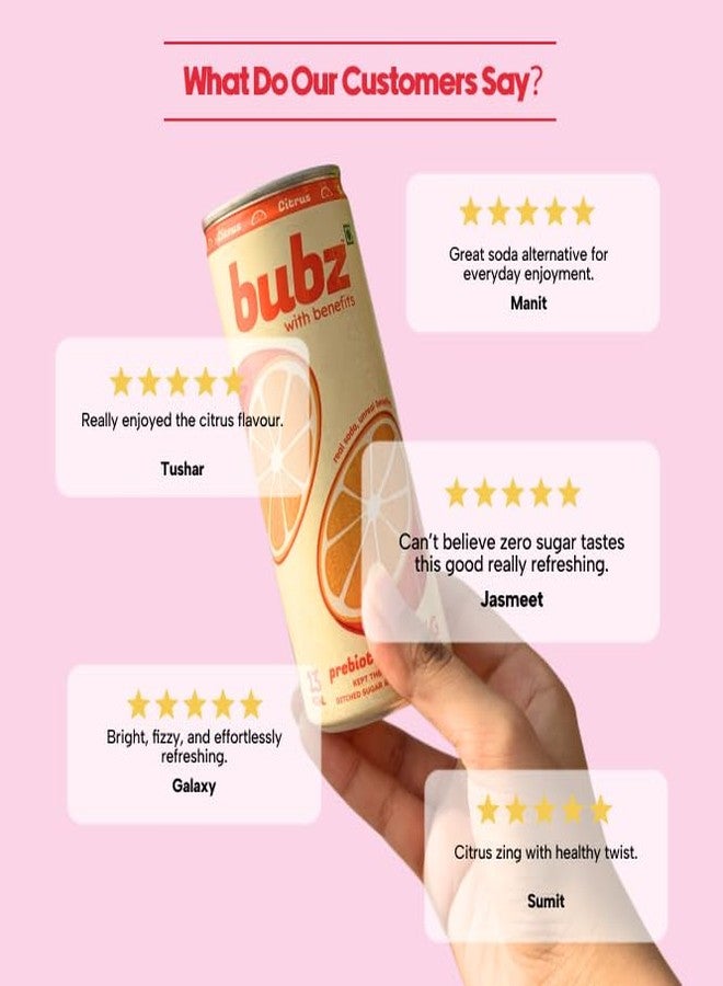 Bubz Citrus Prebiotic Soda | 6g Prebiotic Fiber | 0g Added Sugar | Naturally Sweetened by Monk Fruit | 13 Kcal per can only | Pack of 6 (250ml) - Image 5