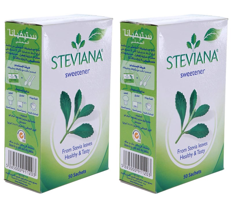Steviana ستيفيانا سويتينر من أوراق الستيفيا 50 كيس لكل عبوة من 2 (مستورد) - Image 1