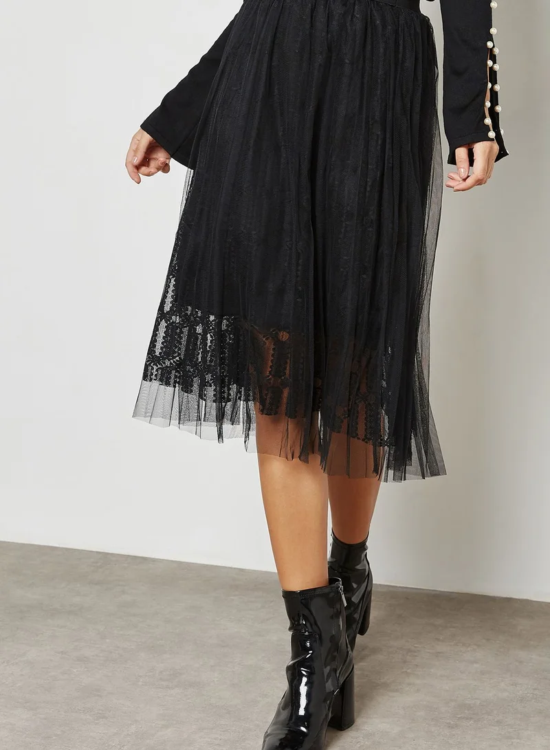 ELLA Pleated Textured Skirt
